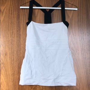 Beyond Yoga White & Black Strap Top